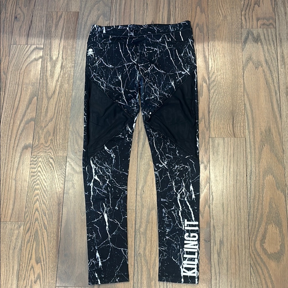 Soulcycle Black and White Marble Print Leggings